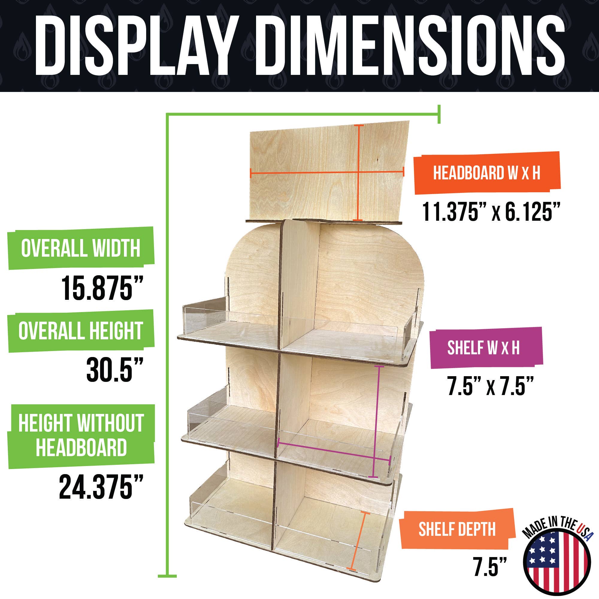 Torch Display Rack Torched Displays - 4-Sided Multi Bin Rotating Display Stand: Natural ...